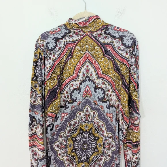 Free People Chase Me Paisley Print Long Sleeve Turtleneck Top Jersey Knit Small - Picture 7 of 9